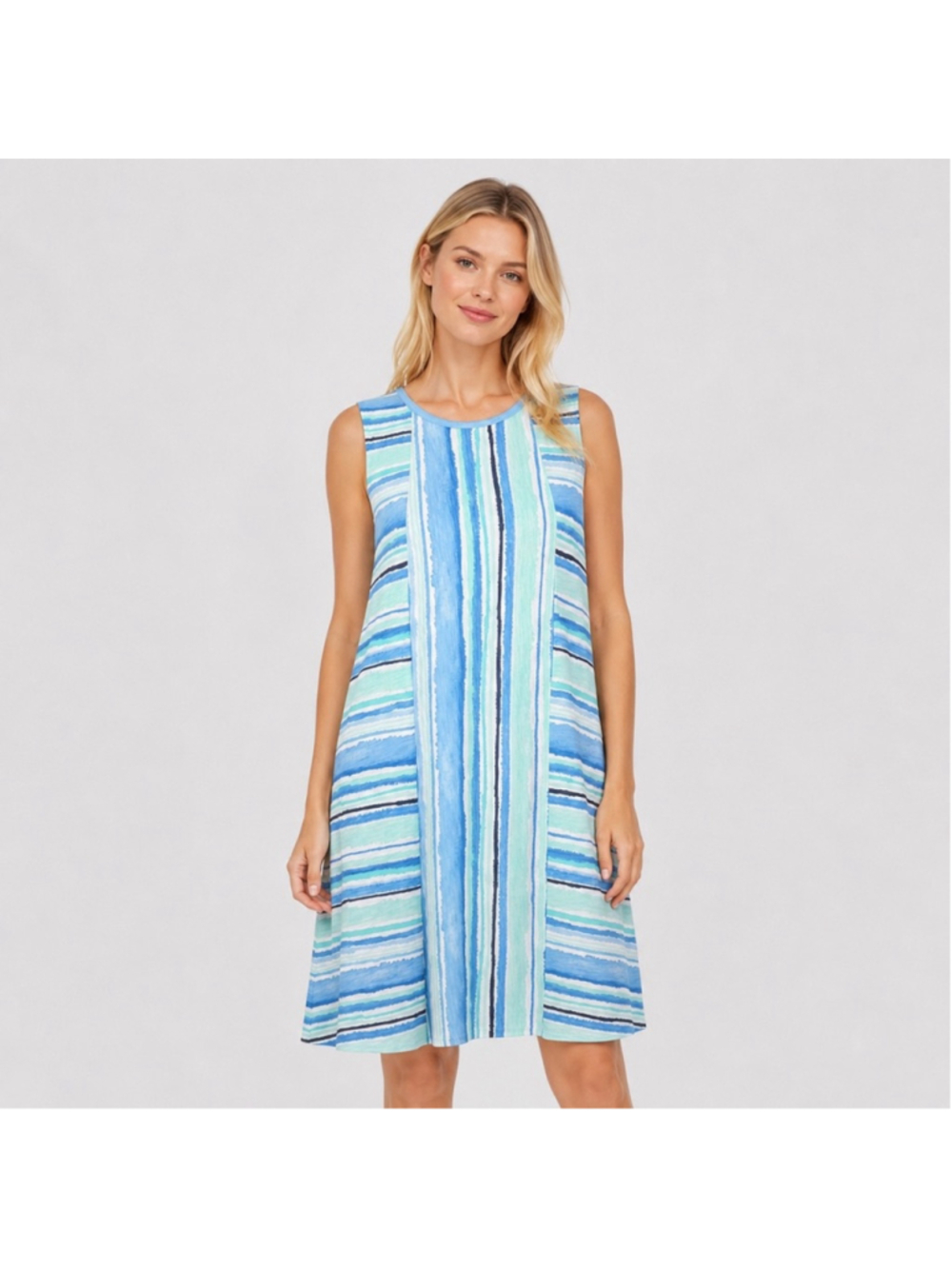 Escape by Habitat Striped Sleeveless Shift Dress 100% Cotton Beachy Coastal Sz M